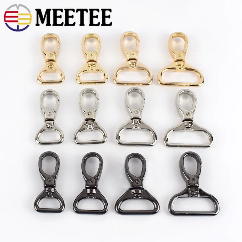 Meetee 10/20pcs 15/20/26/32mm 수화물 하드웨어 액세서리 금속 스냅 버클 백 스트랩 스위블 걸쇠 랍스터 후크 DIY 키 체인 클립