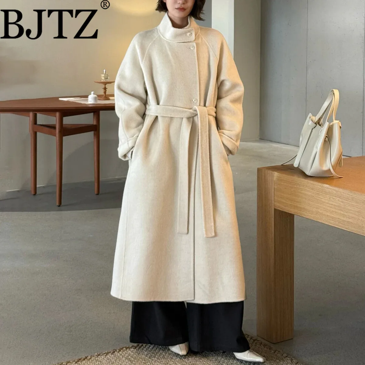 

BJTZ Women's,100% Wool,Thickened Winter,Coat,Jacket,2025 Premium,Elegant,Casual Outerwear Soft Warm High Quality Lounge