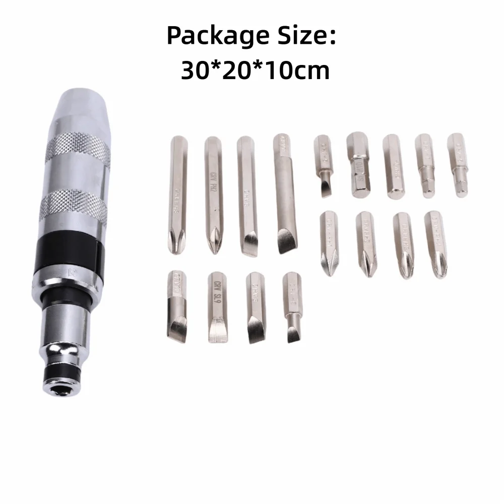 18PCS 1/2 Inch Drive Impact Driver Set CRV Alloy Steel Reversible Impact Screwdriver Set Manual Operation Driver Bits Included
