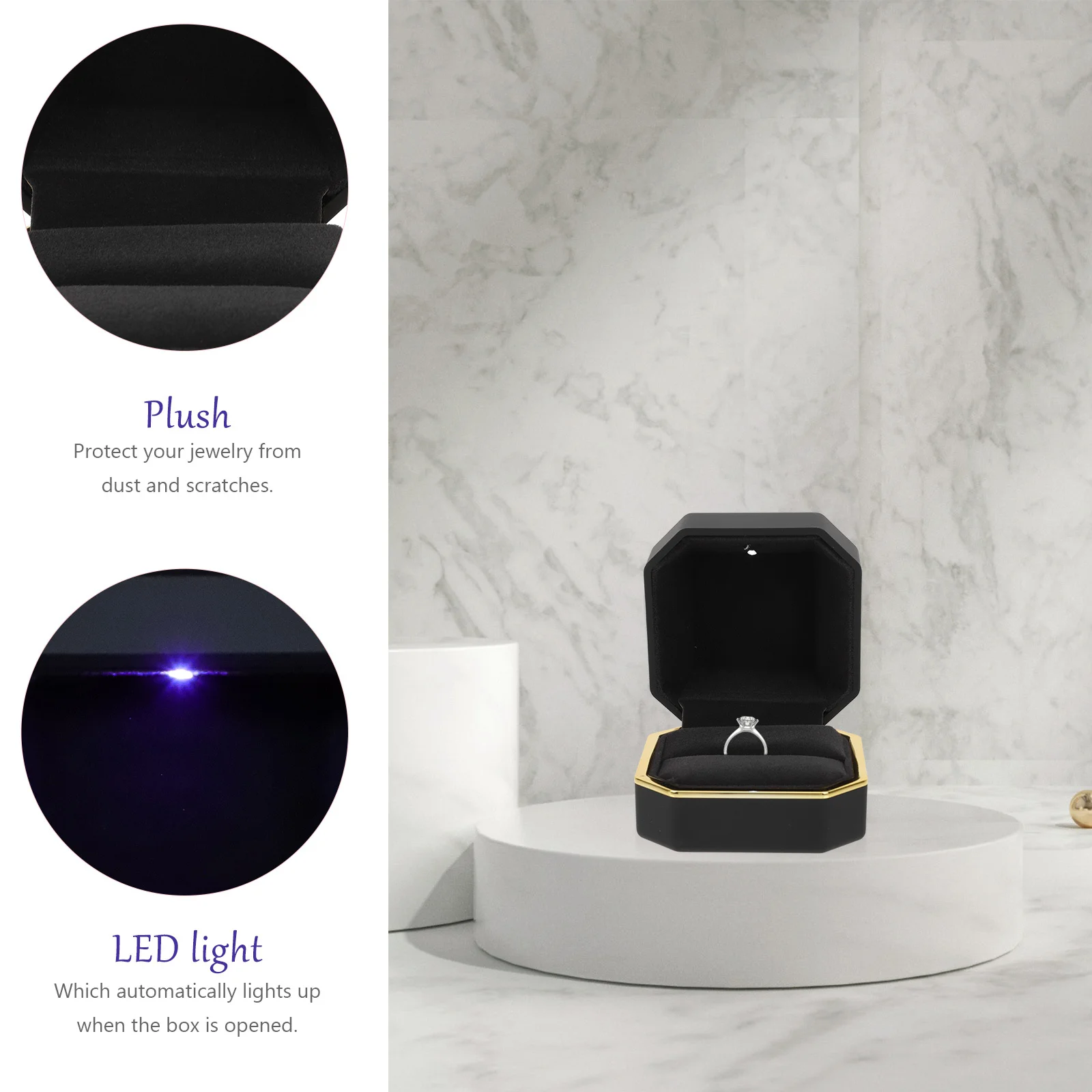 حافظة خاتم LED فريدة من نوعها منظم مجوهرات متوهج صندوق تخزين خاتم اقتراح إبداعي هدية زفاف رومانسية علبة هدايا مجوهرات