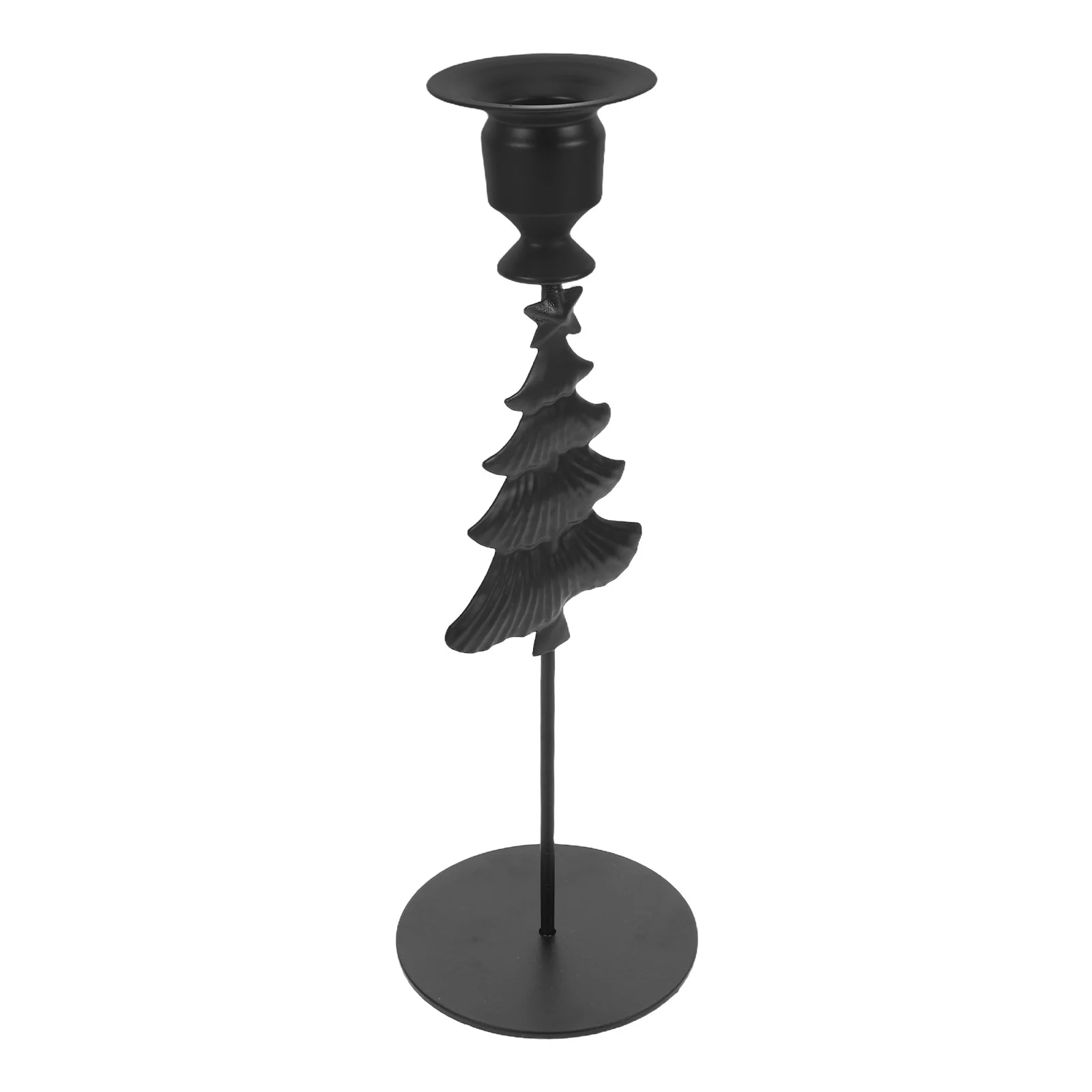 

Black Metal Christmas Tree Holder Tall Taper Candlestick for Festive Mantel Decor Rustic Tabletop Centerpiece Holiday