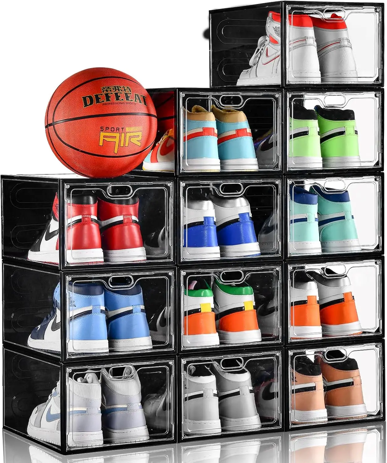 

12 Pack Large Shoe Storage Box, Clear Shoe Storage Organizer with Magnetic Door, Stackable,Shoe Containers For Display