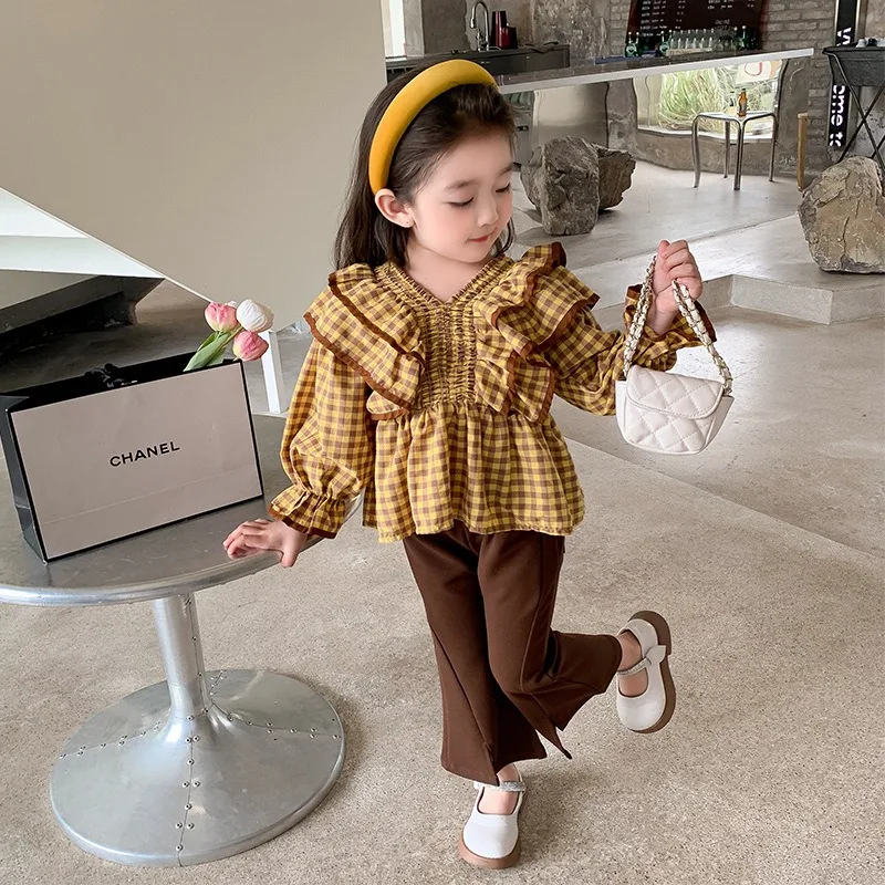 

New Girls Two Piece Sets Spring Autumn Loose Fashion Shirt Pant Top Soft Outdoor All-match Sweet Lovely