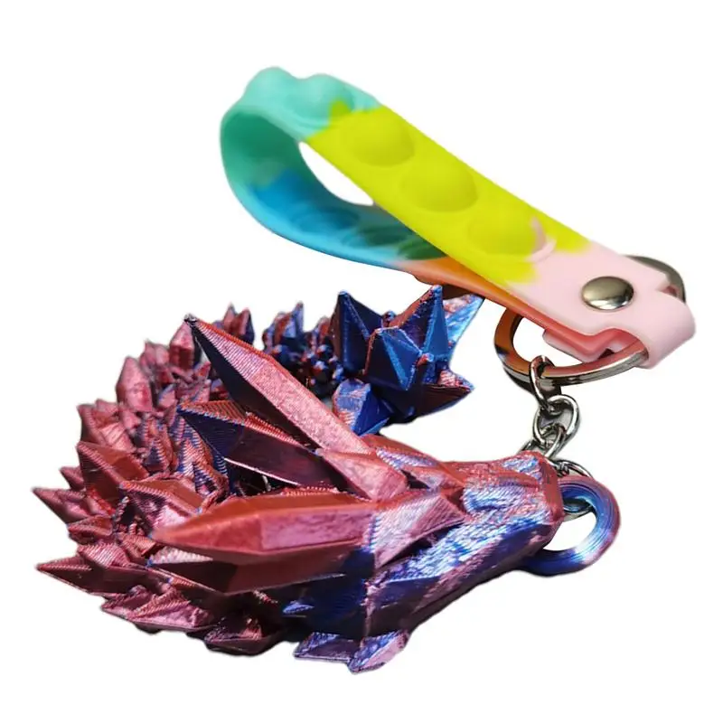 

Crystal Dragon Keychain 3d Printed Chinese Dragon Keychain Rainbow Pearlescent Colors Interlocked Body Segments And Legs Statue