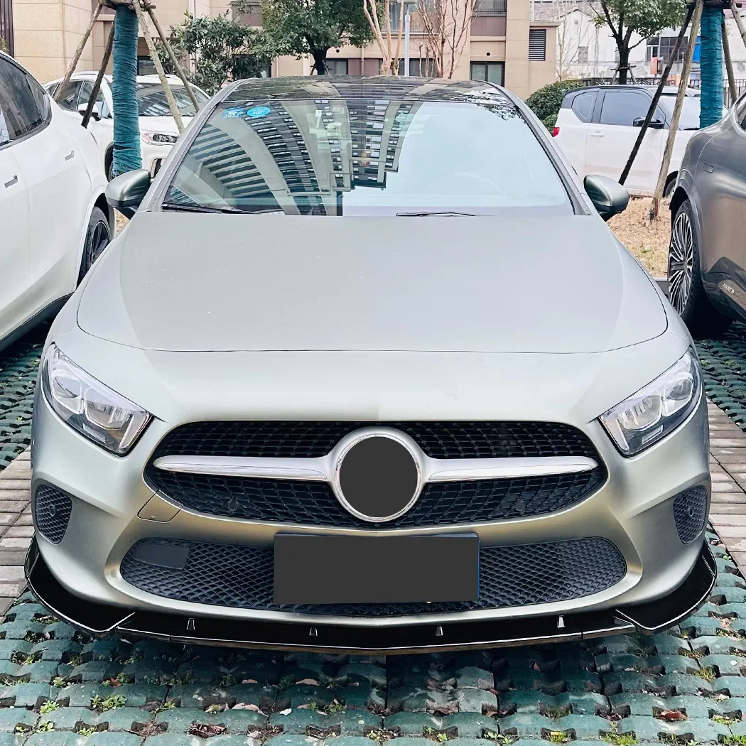 Front Bumper Lip Splitter Diffuser Body Kits Spoiler Guard Protector For Mercedes Benz A Class W177 V177 2018-2022 Pre-facelift