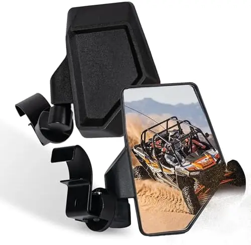 

HD Shatterproof UTV Rear View Mirror for Polaris, Can-Am, Maverick – Fits 1.65-2" Roll Cages