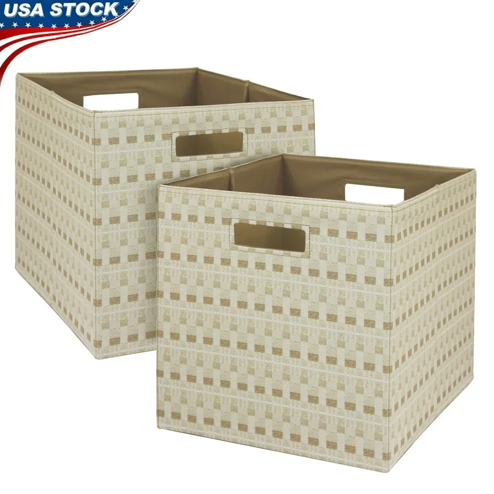 Contenedores de almacenamiento de cubos de tela, paquete de 2, solución de almacenamiento versátil, organización de juguetes para el hogar y la Oficina, ropa, libros, uso interior plegable