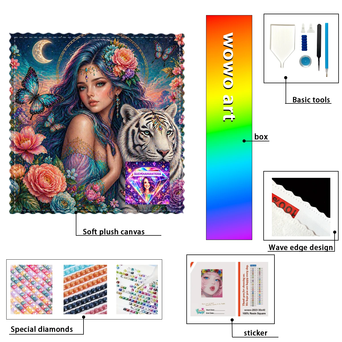 

【Susy Diamond Art】Tigre y belleza 100% Full Diamond Stamping Kit Perfect Masterpiece worth Buying