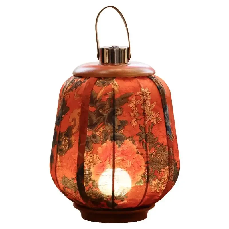 New Chinese style retro bedroom bedside table lamp Song style aesthetics Chinese style portable palace lantern charging tea room