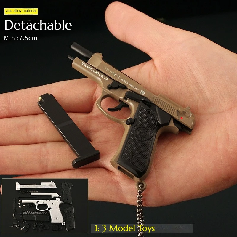 

1: 3 Metal Model Keychain 92 Shaped Alloy Small Pendant Decoration for Men's Military Fans Collectibles Small Ornaments
