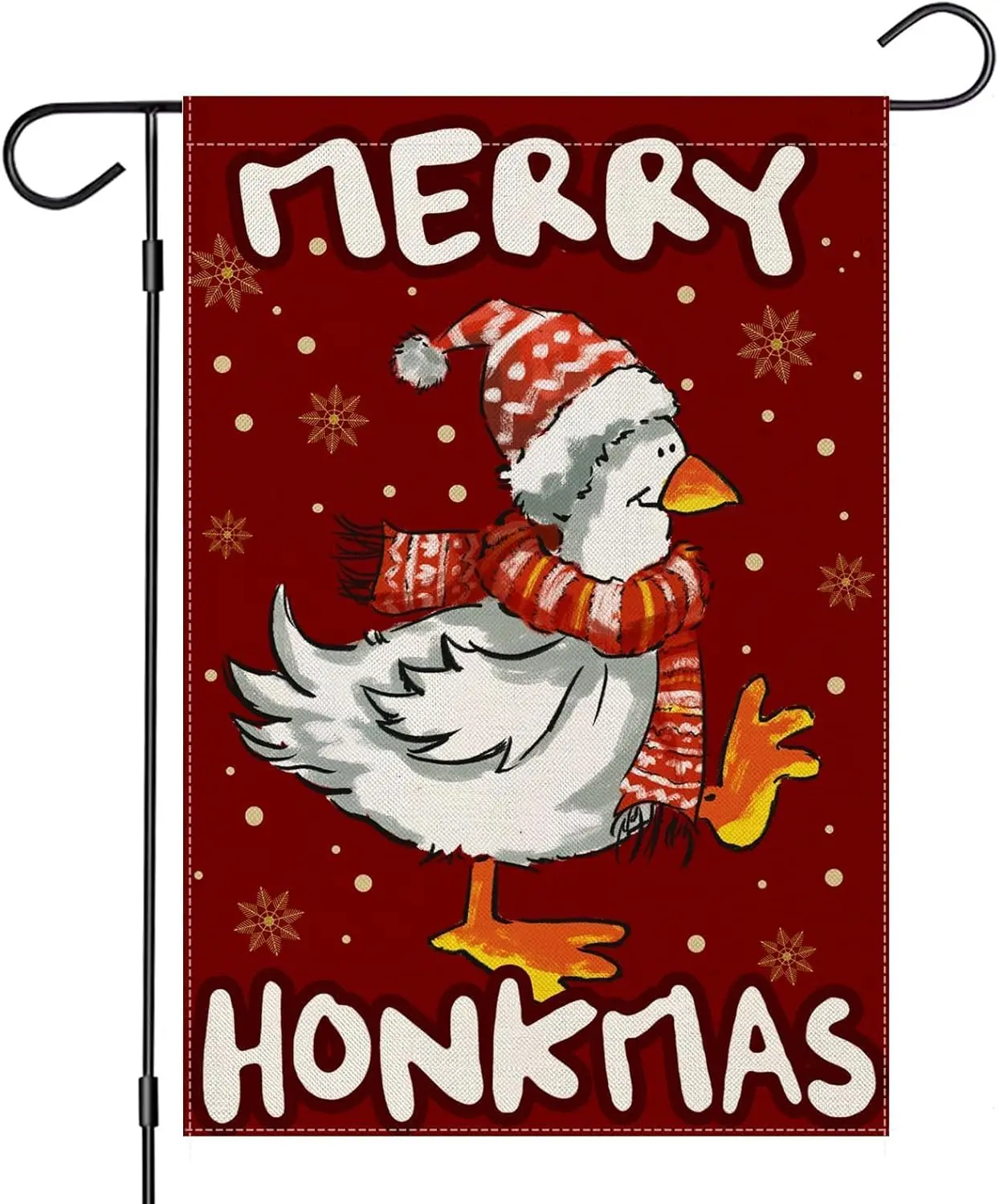 Christmas Goose Funny Garden Flags for Outside, MERRY HONKMAS Yard Decoration, Small Seasonal Decor for Holiday Xmas Winter Yard