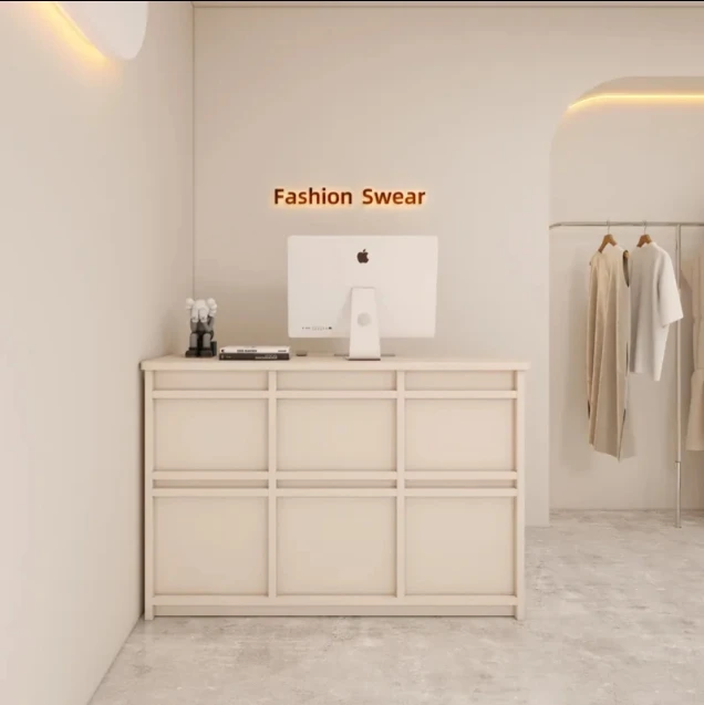 &c Modern Small Shop Reception Counter for Barbershop Beauty Salon Clothing Store Customizable Network Red Checkout Wood Hotels