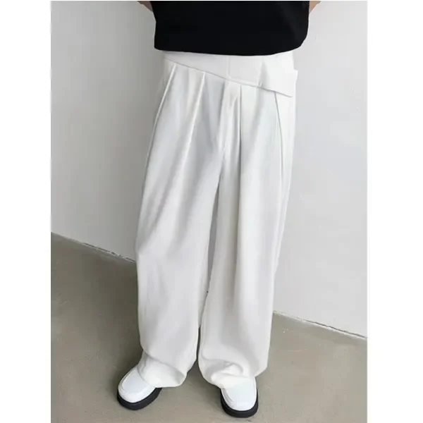Black Wide Leg Casual Pants Men's Women's Floor Length Trousers Magic Stick Design Japanese Style Polyester Fiber Natural Waist