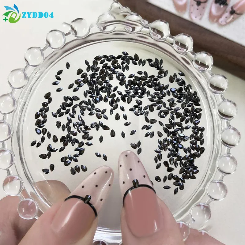●50pcs Mixed Crystal Rhinestone Mini Teardrop Shape Flat Bottom Diamond Nail Art Accessories