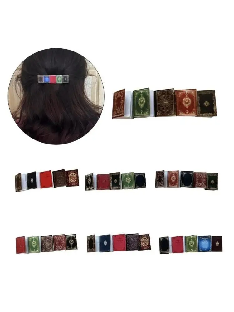 39BB Mixed Color Ancient Books Hairpin Teens Maillard Look Ponytail Braids Hair Clip