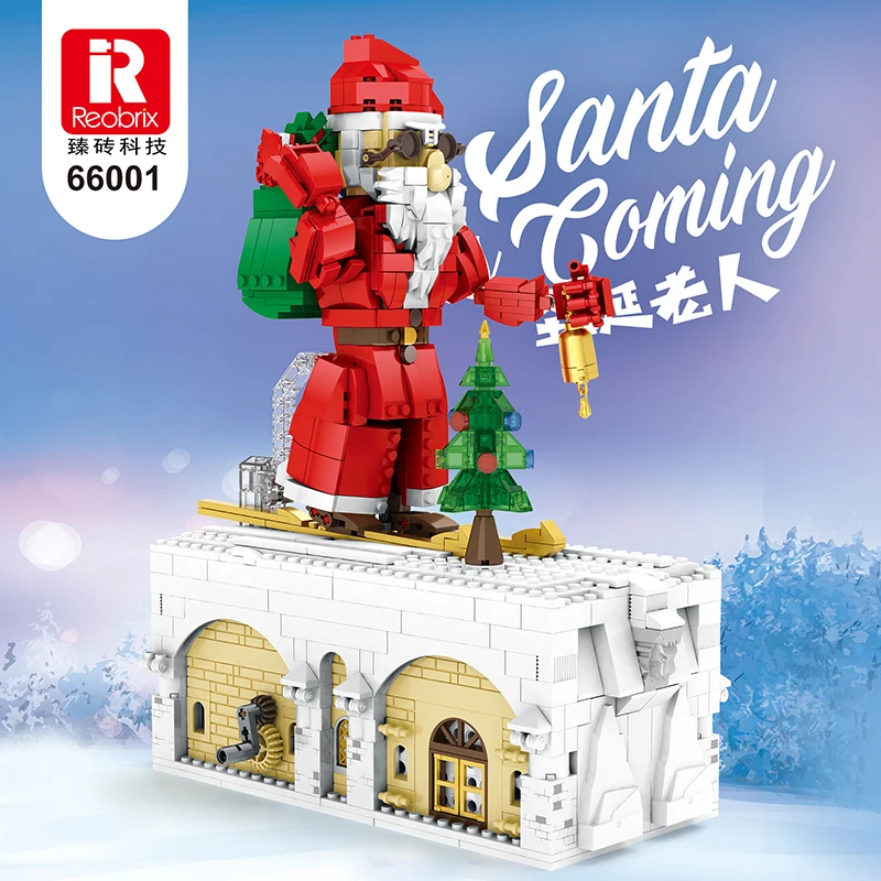 

Santa Model Building Blocks MOC 66001 Skiing Winter Christmas Creative Ideas Ornaments Bricks Toy Xmas Gift Boys Children Girls