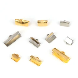 20pcs/Lot Stainless Steel Crimp Cover Clasp String Ribbon Leather Clip For Jewelry Making DIY Choker Connectors