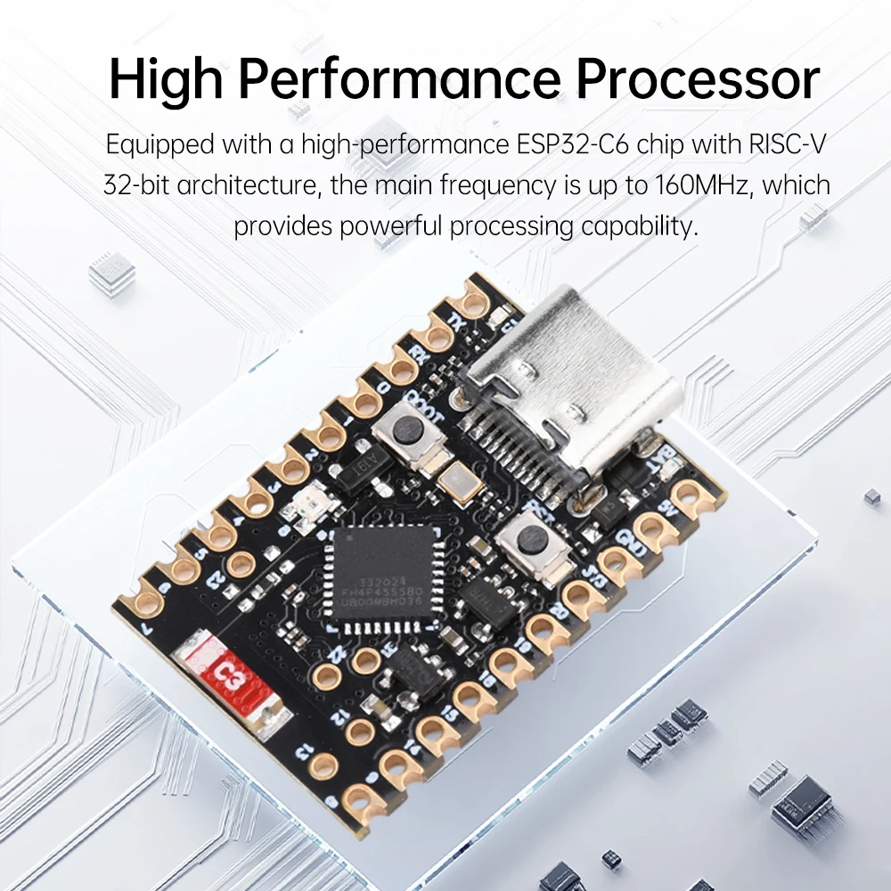 ESP32-C6 Development Board WiFi Bluetooth-compatible 5.3 RISC-V 32 Microcontroller Programming Learning Controller Core Board