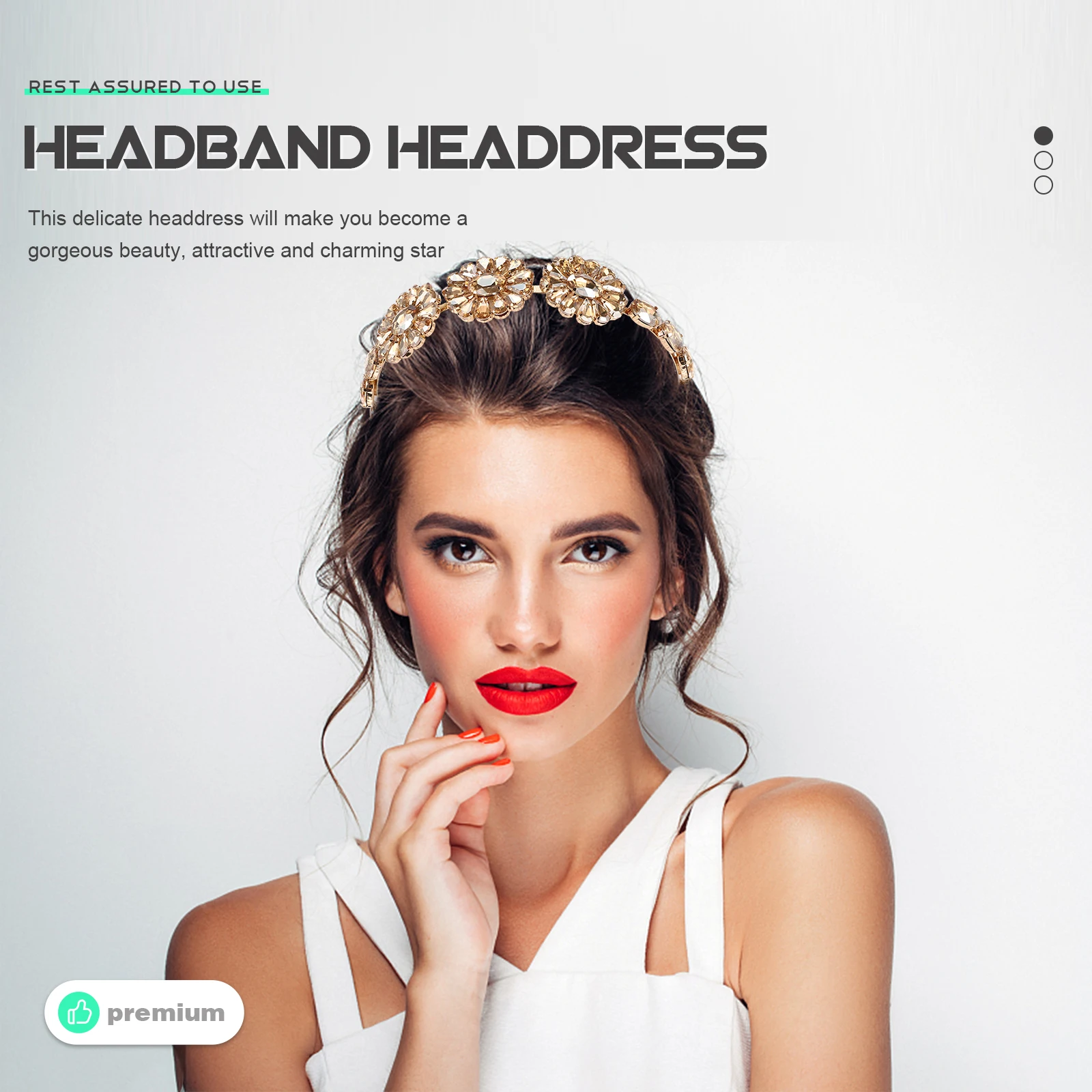 

Flower Headband Rhinestone Bridal Hair Hoops Glass Diamond Sparkly Women Headdress Girl Hairbands Lightweight