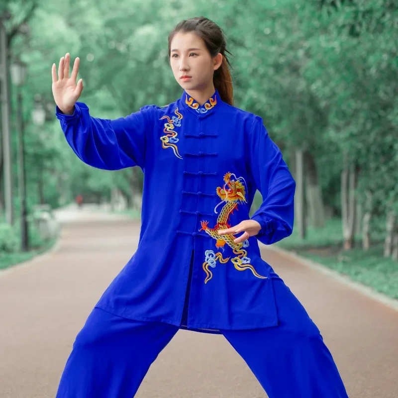 

Unisex Men Tai Chi Uniforms Kung Fu Clothing Martial Arts Clothes Wu Shu Embroidery Performance Competition Suit Women Yellow