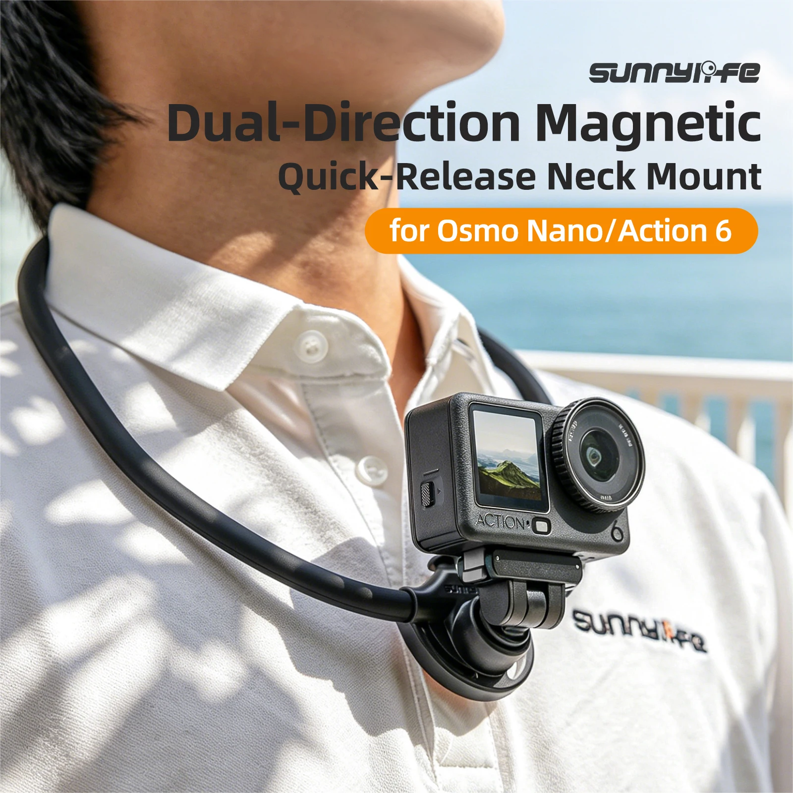 Sunnylife Magnetischer Nackengurt-Halterungsadapter für DJI Osmo Nano/Action 6 Kamera-Zubehör Fahrrad POV-Aufnahmen
