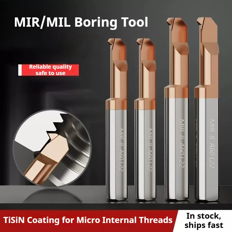 1pc Small Hole Thread Boring Tool, Fit MIR3 MIR4 MIR5 MIR6 MIR8 A60 A55 L15 L22, Tungsten Steel, Anti-Vibration Mini Boring Bar