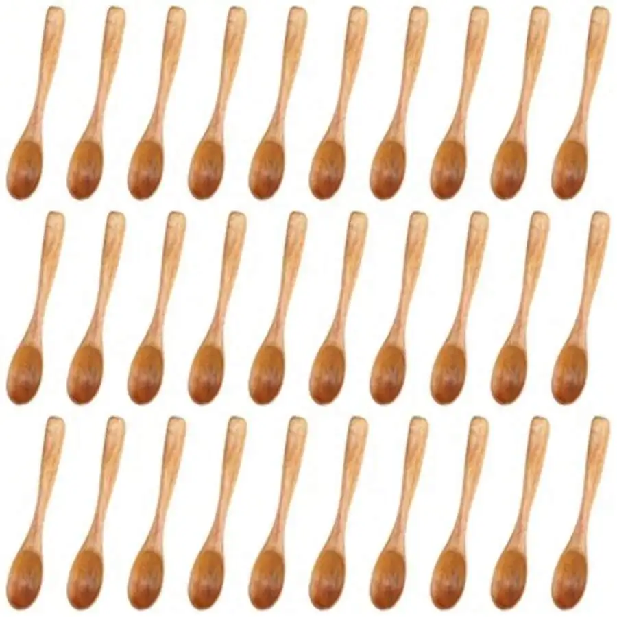 

30 Pcs 3.9 Inch Small Wooden Spoons For Spice Salt Honey Sugar Serving Kitchen Utensils
