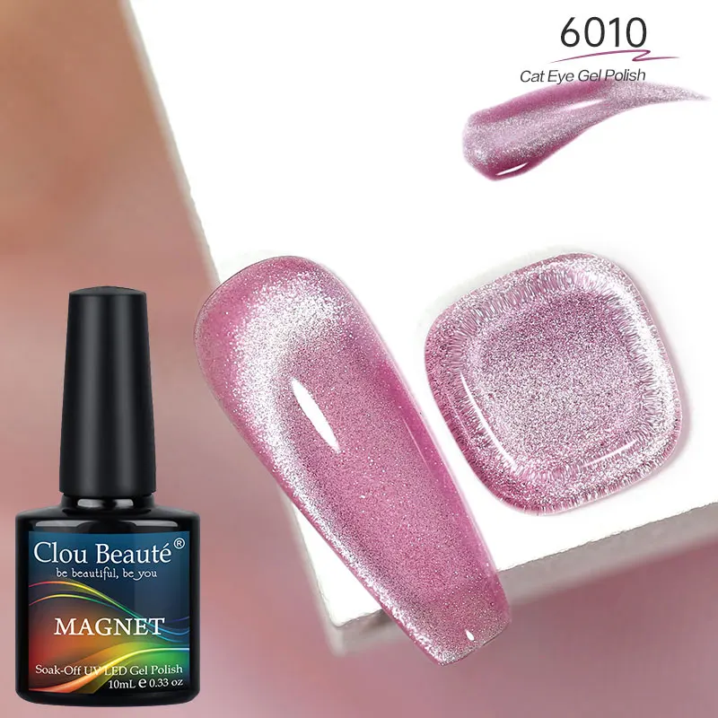 Clou Beaute Cat Eye Gel Polonês Laca LED UV Nail Art Matte Top Base Coat Vernizes Semi Permanentes Glitter Prata Reflexão