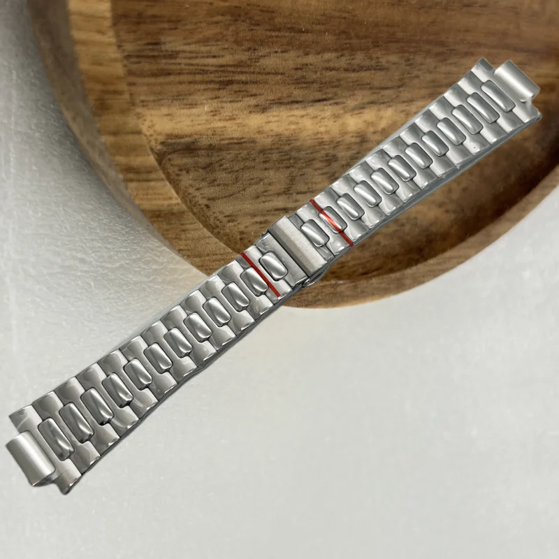 GMOGAR حزام ساعة سوداء 25 مللي متر * 13 مللي متر حزام (استيك) ساعة ل باتك Phlpe نوتيلوس 5711 5712/1A010 محدب الصلب حزام الساعات حزام ناقل من الفولاذ لا شعار