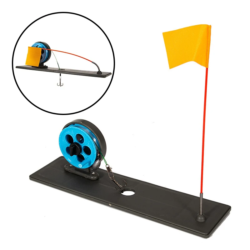 Winter Ice Fishing Flag Folding Fishing Rod Tip up with Flag Marker Pole Indicator Winter Outdoor Fishing Tackle Accessories