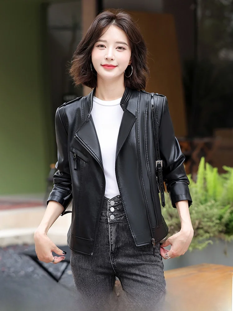 

Ning Genuine Leather Jaet Women's ort eepskin 2025 New Autumn Winter Faion Motorcycle Biker Leather Jaet