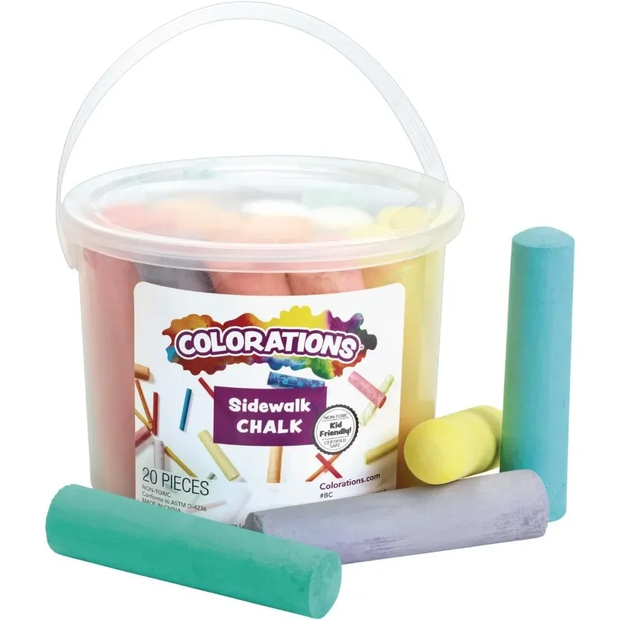 

Моющийся тротуарный мел в ведерх для хранения размером 20 штук и 8 разных цветов идеально подходит для использования на открытом воздухе в подъездных дорогах Беспыльный мел