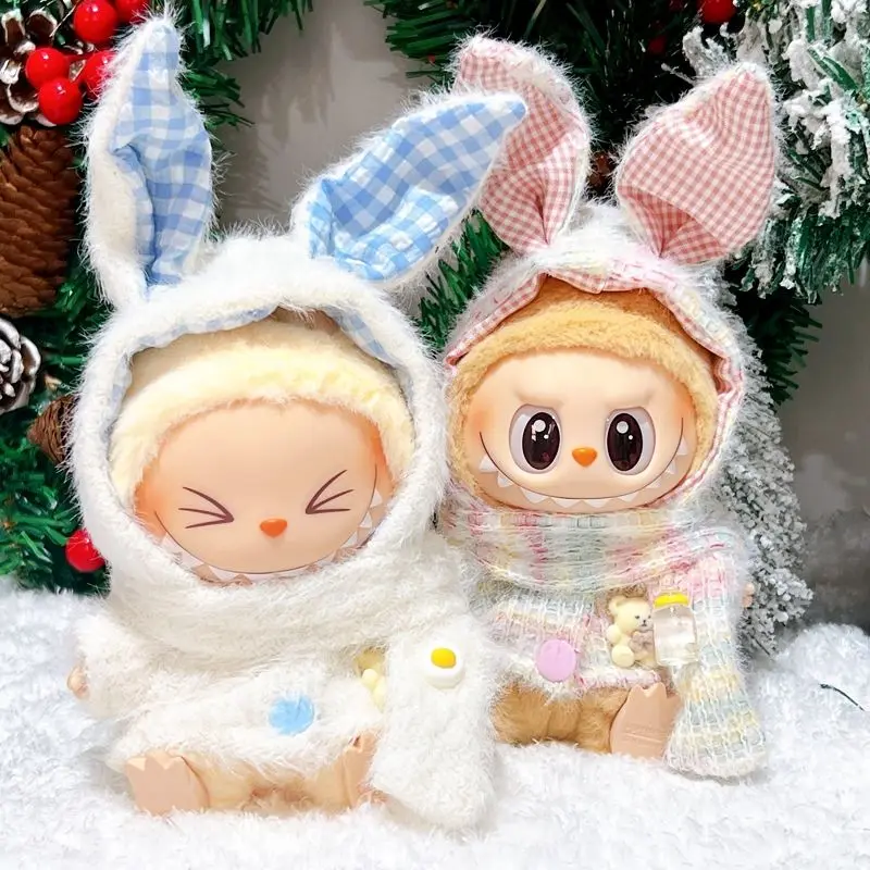 Mini Doll Clothes Winter Clothes Set Scarf Hoodies Clothing Gift Labubu Outfit Accessories For 17cm Labubu V1 V2