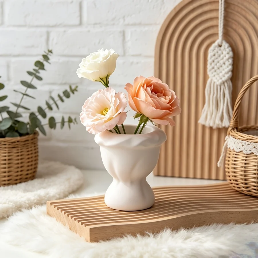 1/2pc pleated lace vase silicone mold set, drip resin silicone, gypsum cement mold, easy to disassemble,Christmas birthday gifts