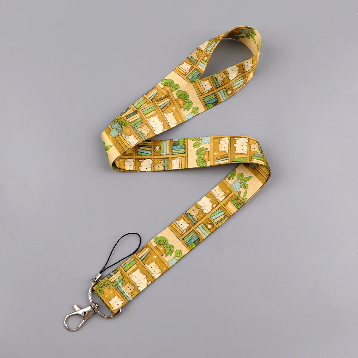 Cute Cat Reading Book Lanyard Strap for Cellphone Key Chains ID Card Badge Holder Keychain Hanging Rope Keycord Accessories