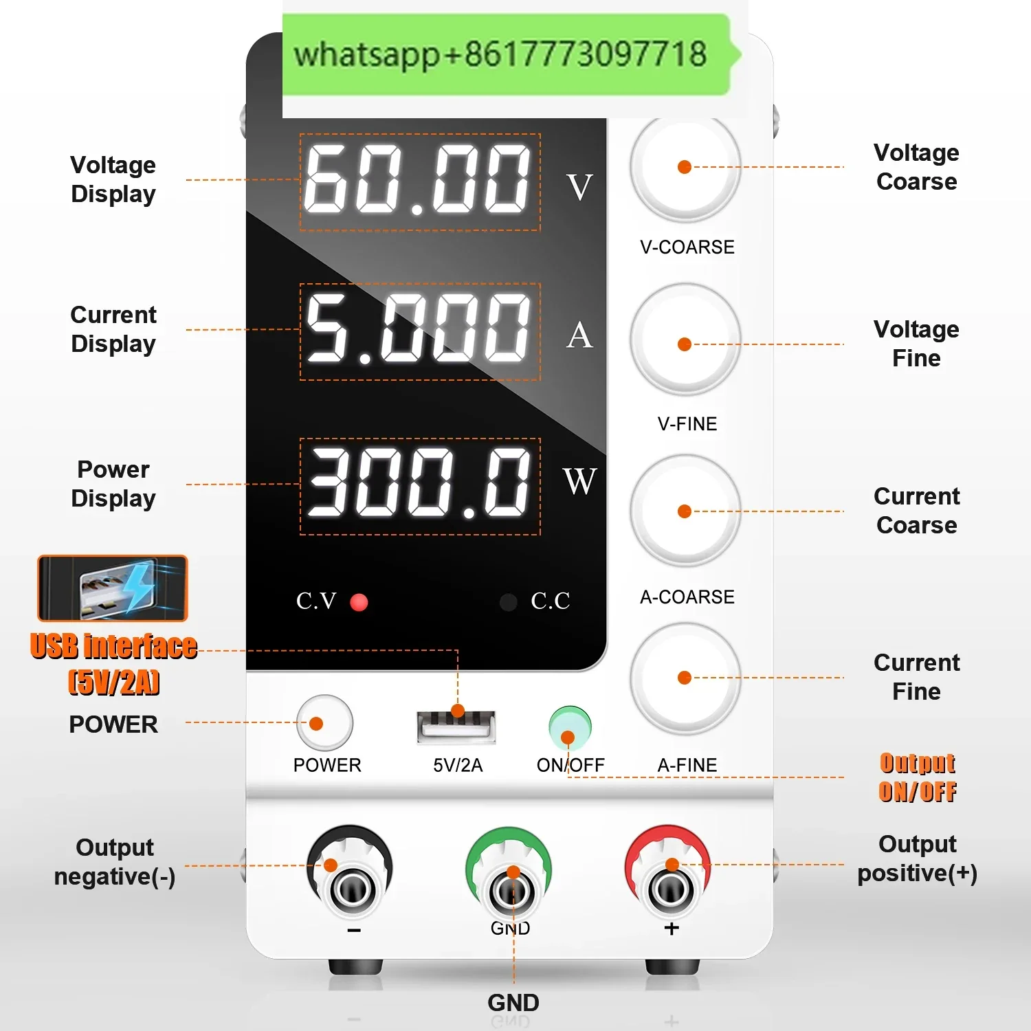 

OEM Wholesale SPS-C605 60V 5A 4 Digital Adjustable DC Power Supply Phone Repair Tools Laboratory Power Supply