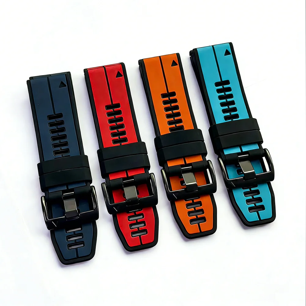 QuickFit 22mm/26mm Uhrenarmbänder, Sportarmbänder für Garmin Descent MK3i/MK2i/MK2/MK1 Silikon-Uhrenarmbänder, zweifarbige Armbänder