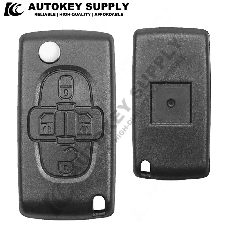 AutokeySupply 4 Buttons Remote Key Case For Peugeot 207 307 308 407 607 807 ForCitroen C2 C3 C4 C5 C6 Flip Folding Car Key shell