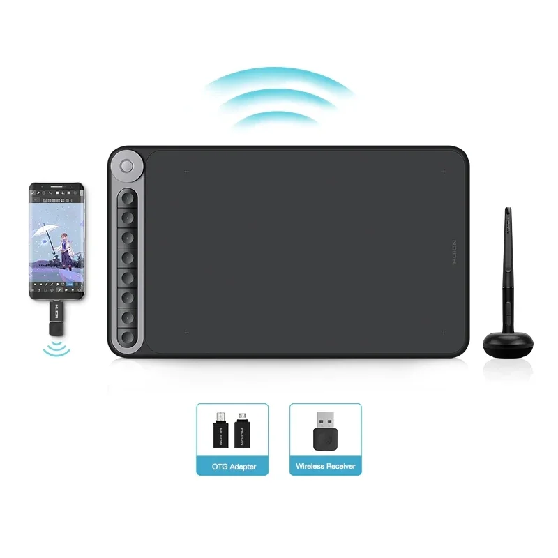 z Inspiroy Dial Q620M Wireless LCD Graphic Tablet for School/Signature/Bank/Animation