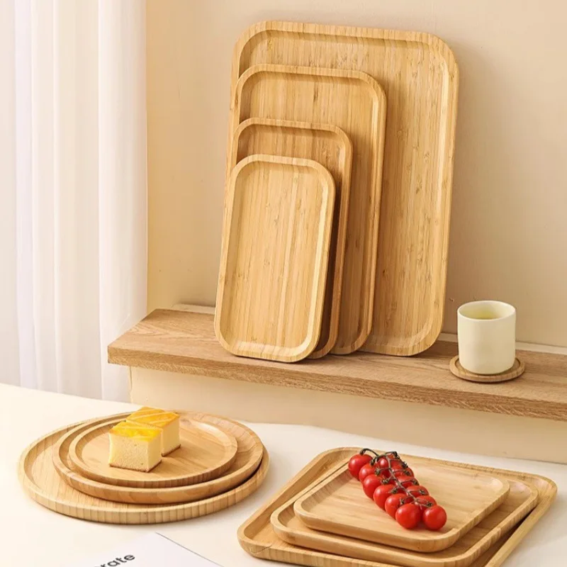 Japanese style ins bamboo and wood breakfast plate, afternoon tea, coffee, dessert plate, home hotel serving service, meal tray