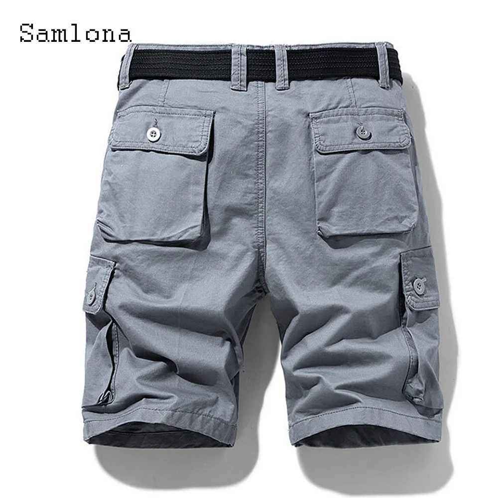 2023 Stylish simplicity Men Fashion Lesiure Cargo Shorts Grey Khaki Casual Pocket Hotpants All-match Simple Cotton Beach Shorts