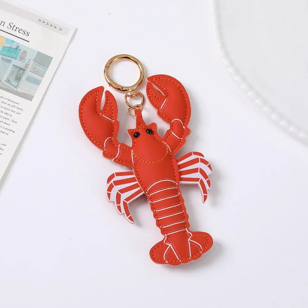 Lovely Beach Style Pu Leather Lobster Pendant Cute Summer Pu Crab Keychain Fashion Hanger Bag Charm Men