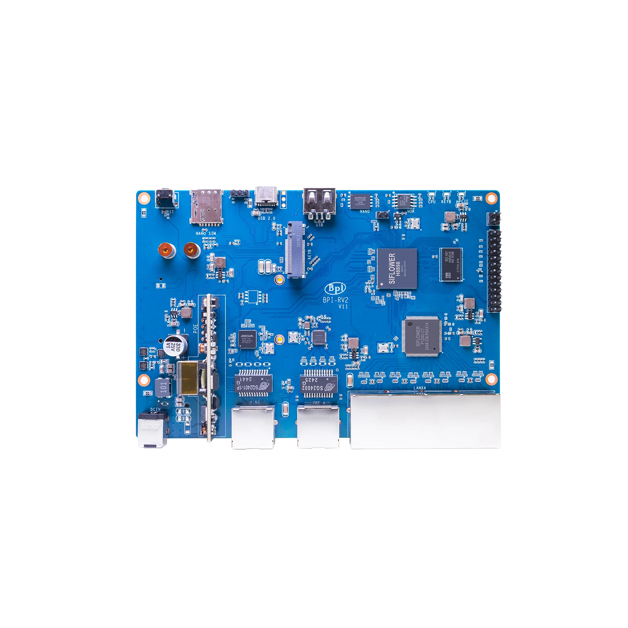 Banana Pi BPI-RV2 Siflower SF21H8898 4 core RISC-V Processor 512MB DDR3 16 MB SPI NOR flash RTC Risc-V Gateway Board