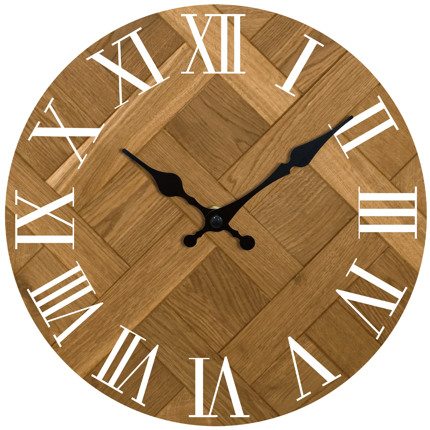 Roman Numerals Wall Clock Elegant  Wooden Clock Classic Retro Decor For Living Room Study Non Ticking Clock Battery Operated