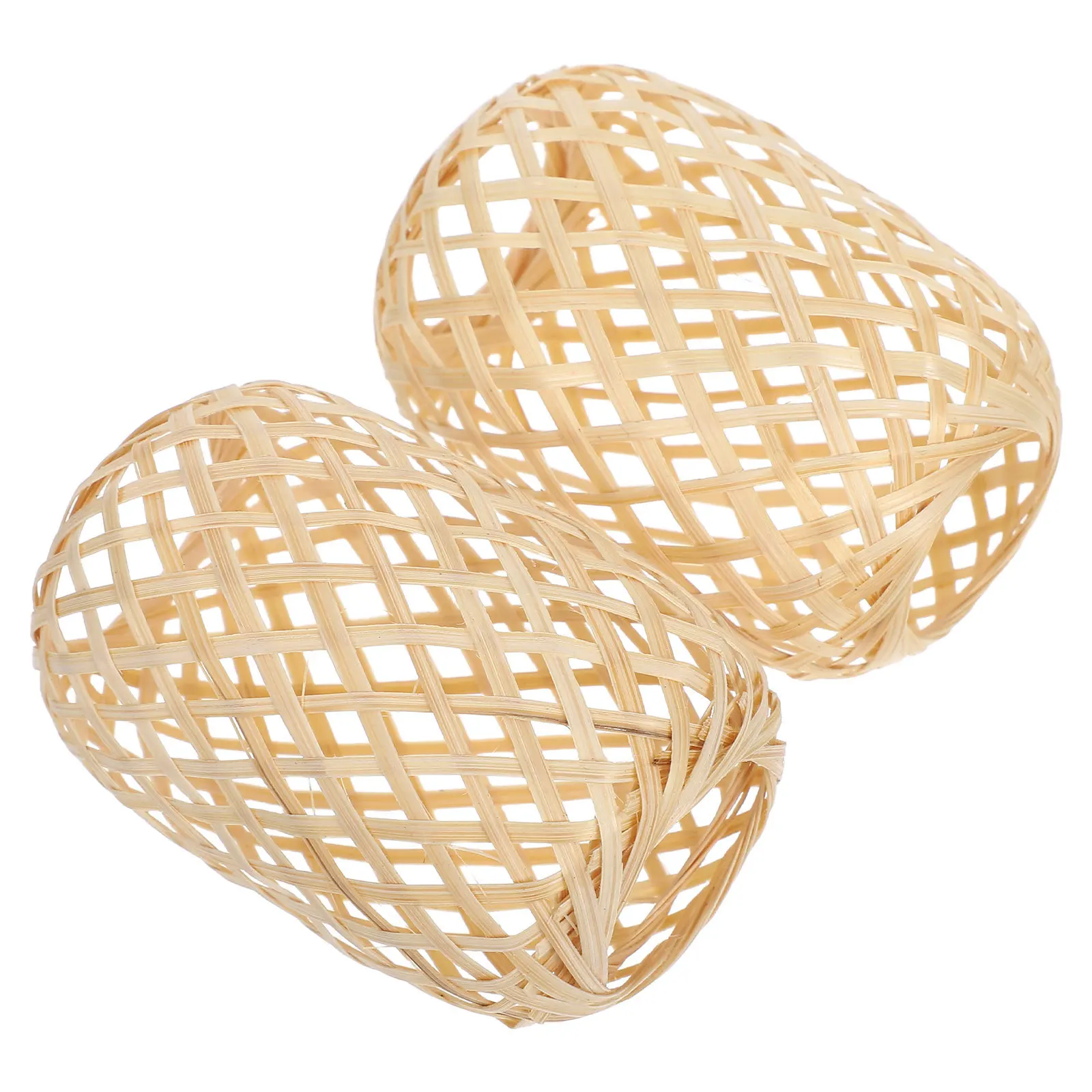

2Pcs Bamboo Lamp Shade Vintage Woven Pendant Light Cover Small Chandelier Diffuser for Indoor Outdoor Decor Portable Mini