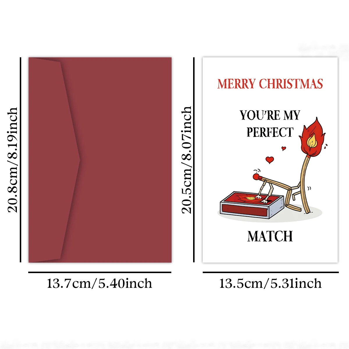 1PC Funny Merry Christmas Cards for Him Her Wife,You're My Perfect Match,Christmas Greeting Card with Envelope,Holiday Gift Card