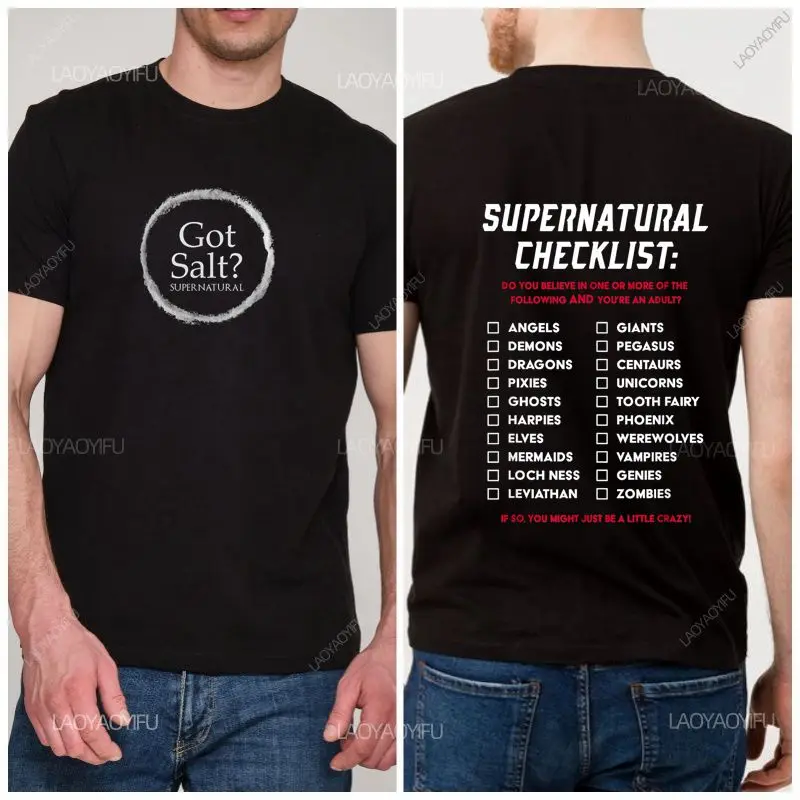 Supernatural TV Man T-shirt Demon Unique Polyester Shirt Harajuku Summer Short Sleeved 100% Cotton Sweatshirt New Trend