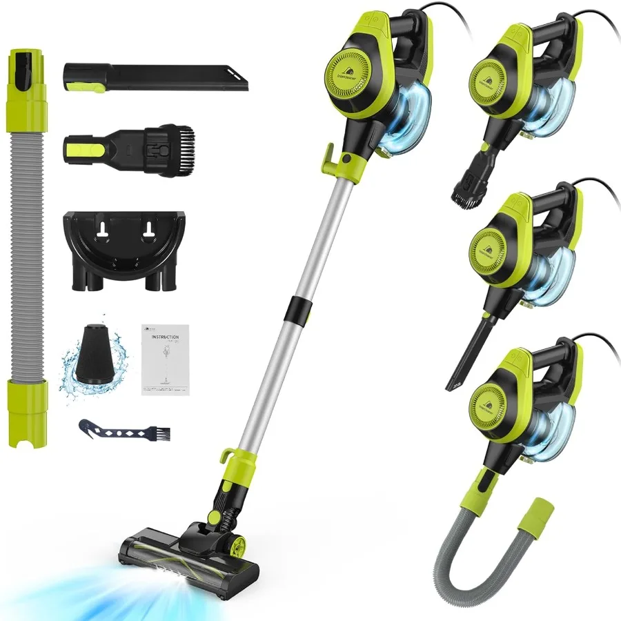 23Ft Corded Vacuum Cleaner2 Operation Mode Powerful Suction Stick 19''-30'' Adjustable Tube Handheld Vac for Hard Floors Carpet