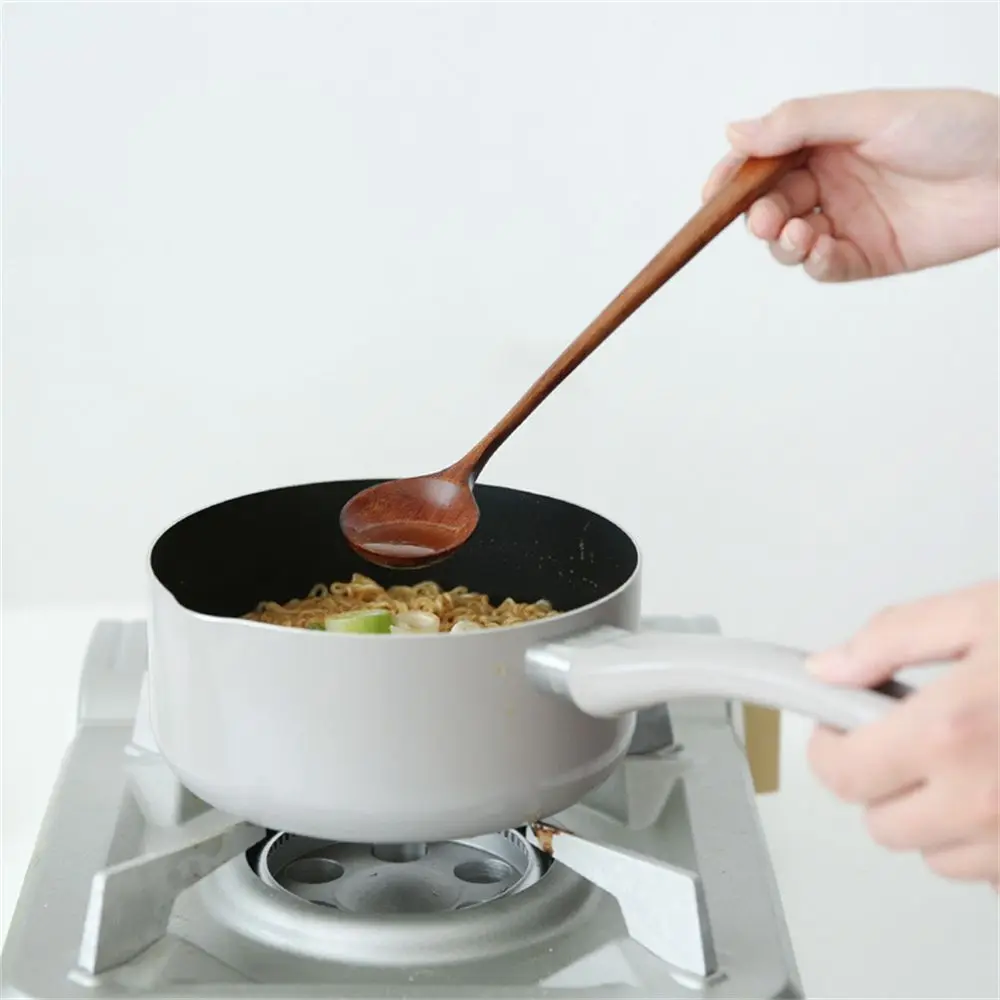 Household Kitchen Supplies Natural Solid Wood Long Handle Porridge Tableware Tea Spoons Wooden Spoon Soup Scoops