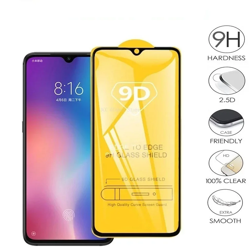 9D Full Cover Tempered Glass For Xiaomi Redmi Note 7 8 9 9s Pro 8T 6 6A 7A 8A 9A Poco X3 F3 M3 M4 X4 NFC 5G Screen Protector